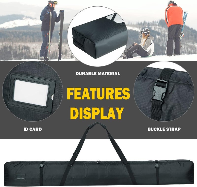AUMTISC Fully Padded Ski Bag, Single Ski Bags for Air Travel, Waterproof Snow Ski Bag for Flying with Adjustable Handle, Perfect for Skiing, Storage and Transport, 170 185 cm - Image 4