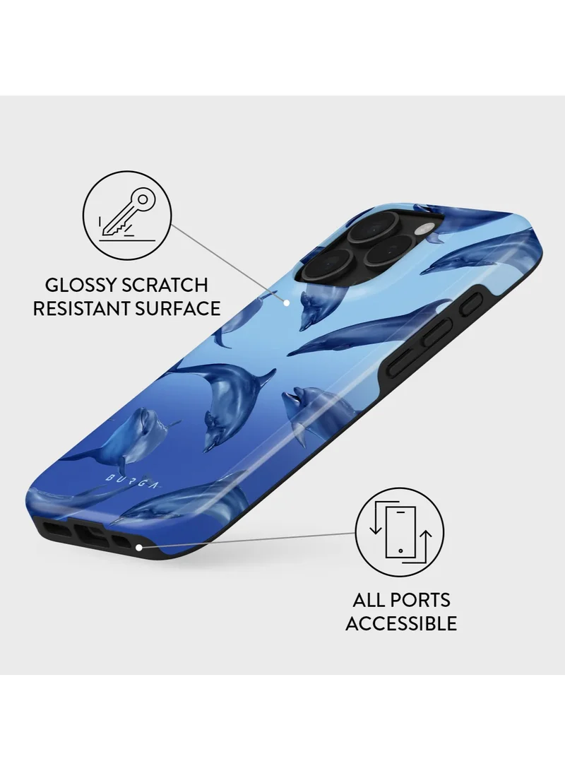 BURGA iPhone 16 Pro Max Case, 2 Piece Hard Shell + TPU Interior, Shock Absorption, All Port Accessible, Raised Bezel For Screen & Camera Protection,dolphin design