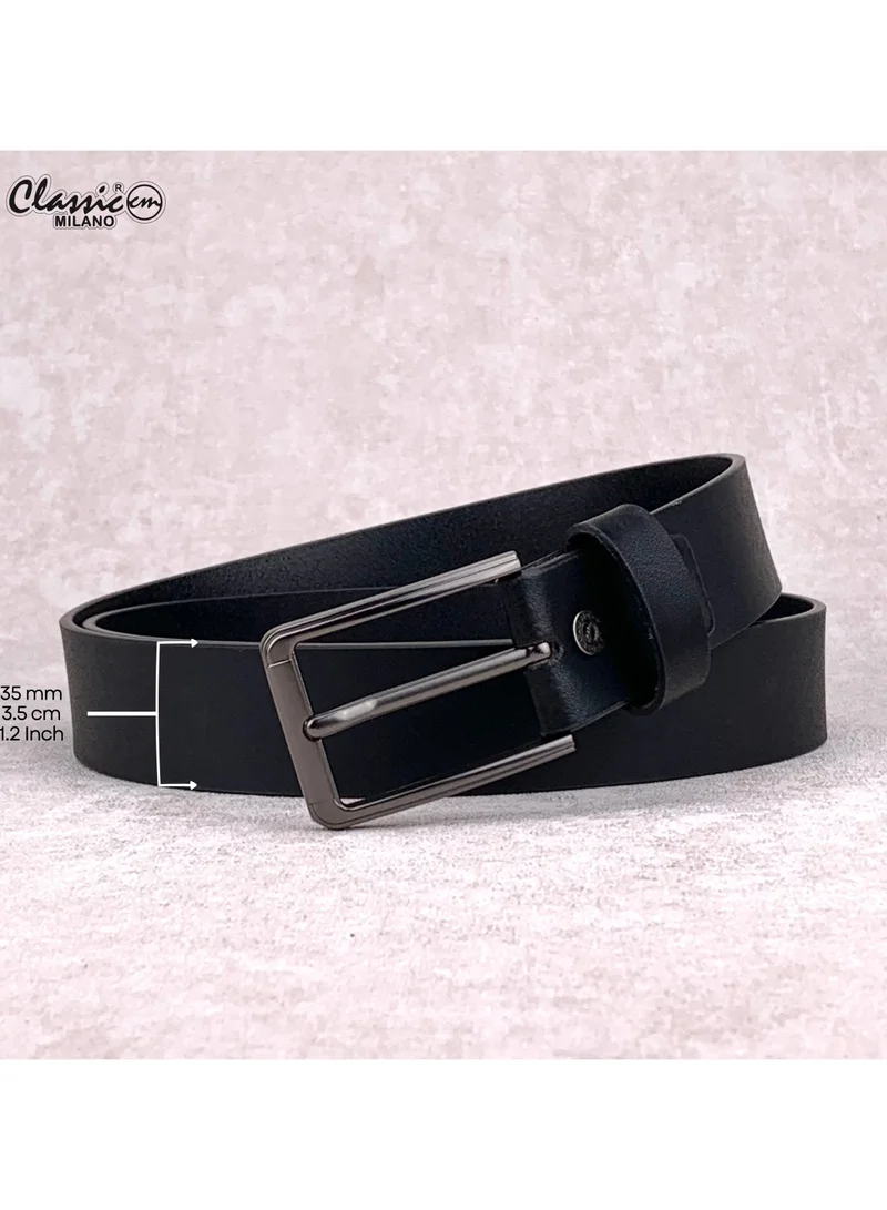 Classic Milano Black (ZTF 35MM L) Classic Milano Genuine Leather Belt for Men – Black and Brown Formal Belt – Men Belts for Office & Business Wear – Mens Belt Leather with Gift Box for Men | Best Price UAE