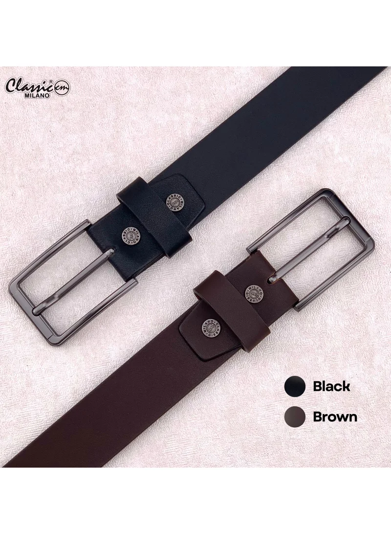Classic Milano Black (ZTF 35MM L) Classic Milano Genuine Leather Belt for Men – Black and Brown Formal Belt – Men Belts for Office & Business Wear – Mens Belt Leather with Gift Box for Men | Best Price UAE