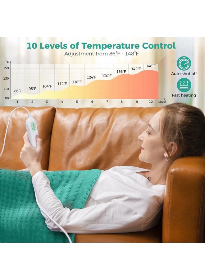 NOWWISH Heating Pad for Back Pain & Cramps Relief, XL Moist Heat Electric Heating Pads with Auto Shut Off Large, Gifts for Women, 12 "x 24" Grey (Green, 12 "x 24") - Image 3