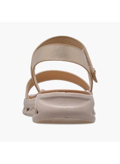 Flora Bella By Shoexpress Women's Textured Strap Sandals with Hook and Loop Closure  - Image 5