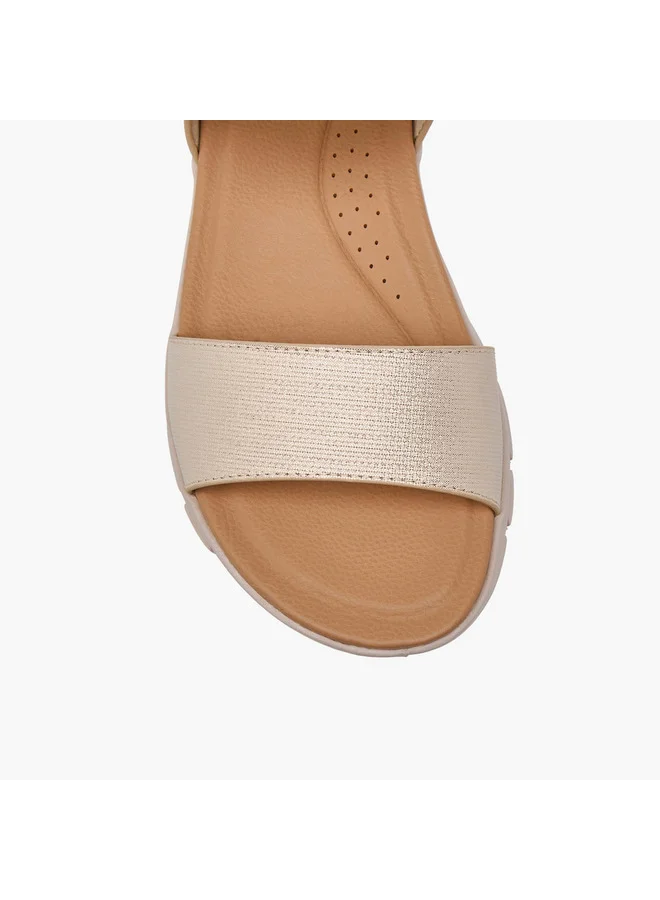 Flora Bella By Shoexpress Women's Textured Strap Sandals with Hook and Loop Closure