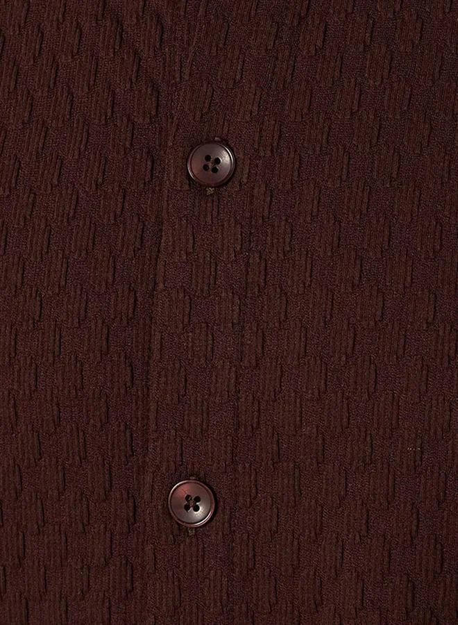 Iconic Iconic Regular Fit Collared Jacquard Textured Short Sleeves Shirt