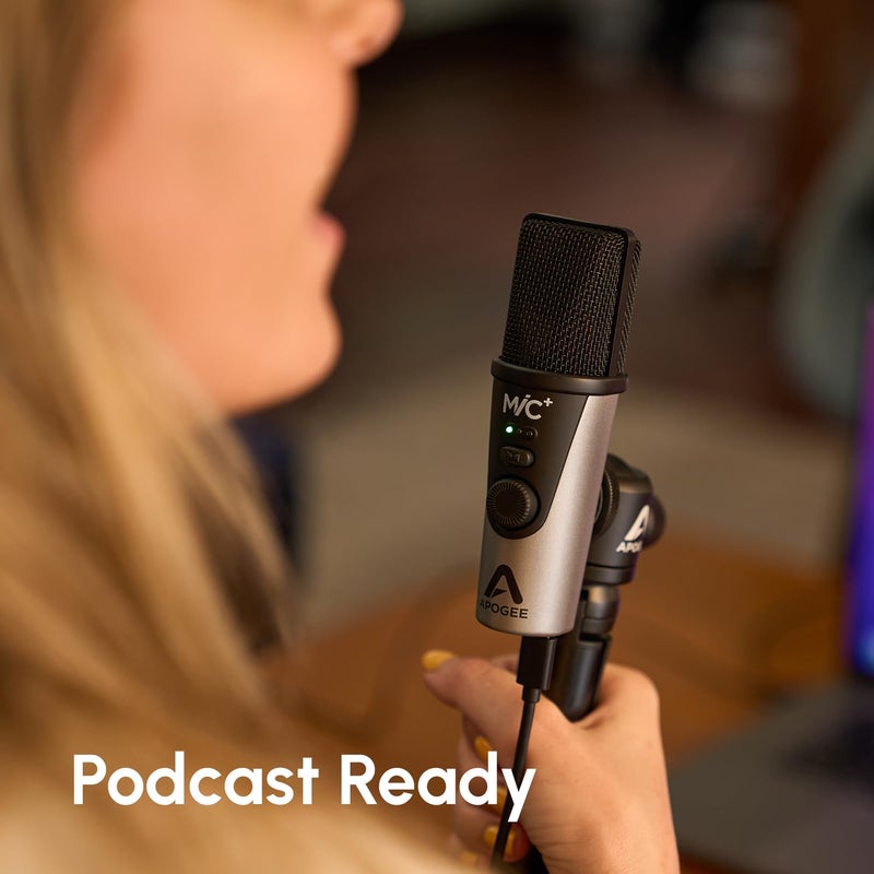 Apogee MiC Plus - Studio Quality USB Microphone with Cardioid Condenser Mic Capsule, Built In Mic Pre-Amp & Zero-Latency Headphone Output - Image 3