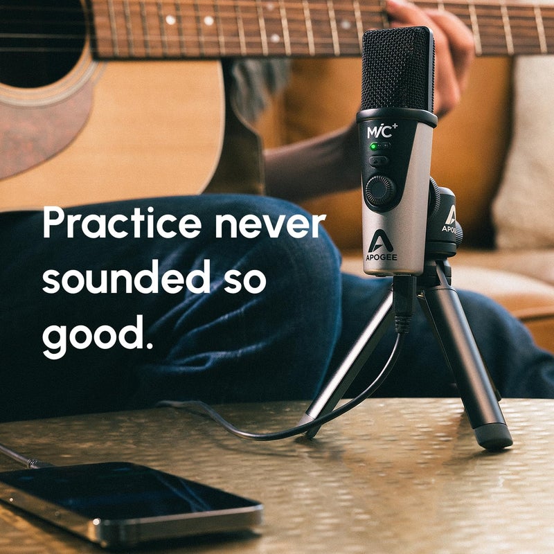 Apogee MiC Plus - Studio Quality USB Microphone with Cardioid Condenser Mic Capsule, Built In Mic Pre-Amp & Zero-Latency Headphone Output - Image 4