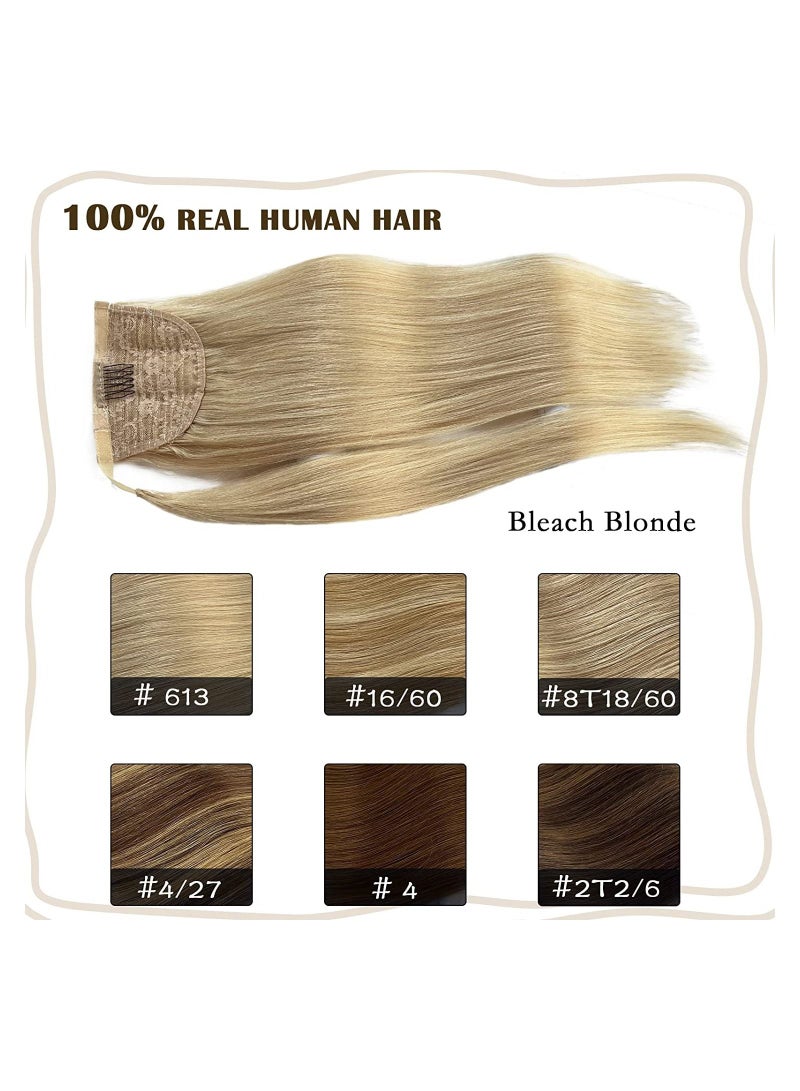 إستيل تمديد ذيل حصان شعر بشري طويل مستقيم تمديد ذيل حصان للنساء السود 22 بوصة 80 جرام ذيل حصان الشعر التفاف حول ذيل الحصان بشعر بشري مزدوج اللون رقم 613 - Image 5