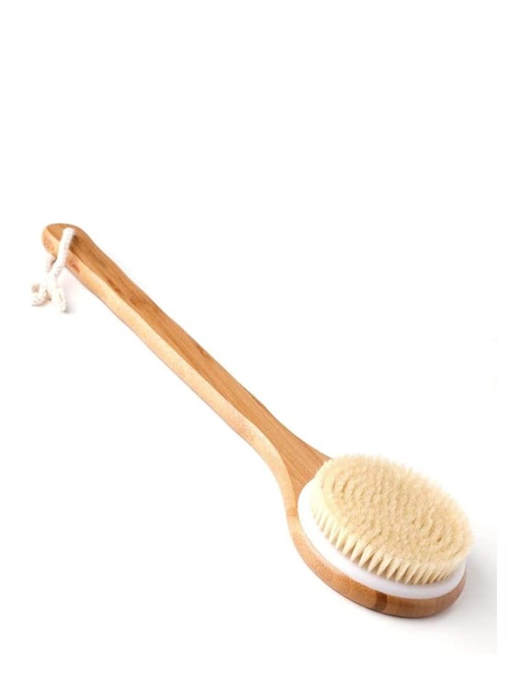 X Vision Bath Body Brush Long Handle Bath Back Spa Clean Bath Brush Natural Bristle Shower Brushes Improves Blood Circulation, Exfoliates, Skin Health Wet Or Dry Back Scrubber, Brown - Image 1