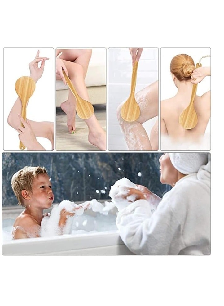 X Vision Bath Body Brush Long Handle Bath Back Spa Clean Bath Brush Natural Bristle Shower Brushes Improves Blood Circulation, Exfoliates, Skin Health Wet Or Dry Back Scrubber, Brown - Image 4
