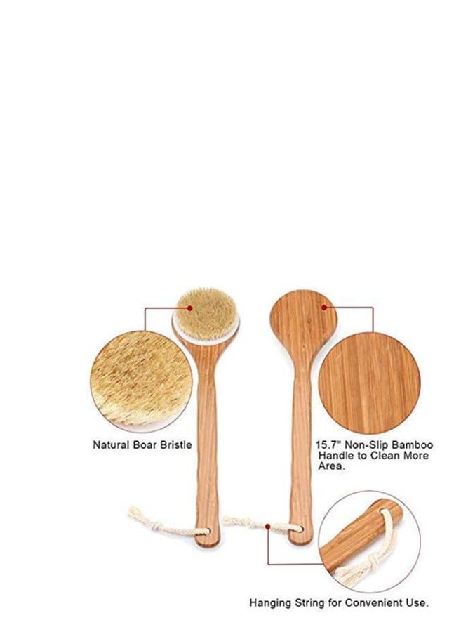 X Vision Bath Body Brush Long Handle Bath Back Spa Clean Bath Brush Natural Bristle Shower Brushes Improves Blood Circulation, Exfoliates, Skin Health Wet Or Dry Back Scrubber, Brown - Image 5