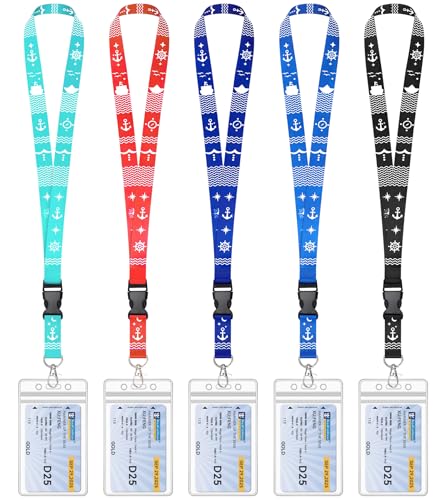 Teskyer 5 Pack Cruise Lanyard with Waterproof ID Badge Holders for Ship Key Cards, Cruise Essentials for Royal Caribbean, Carniva, Princess (Mix) - Image 1