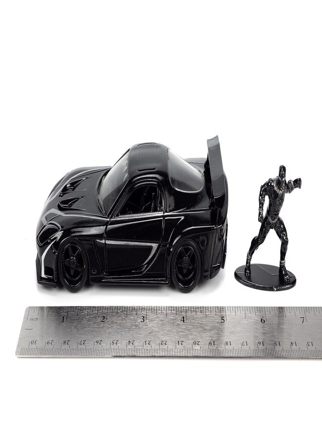 Jada Marvel 1:32 Black Panther 1995 Mazda RX7 Widebody Die-Cast Car & 1.65” Black Panther Figure, Toys for Kids and Adults - Image 3
