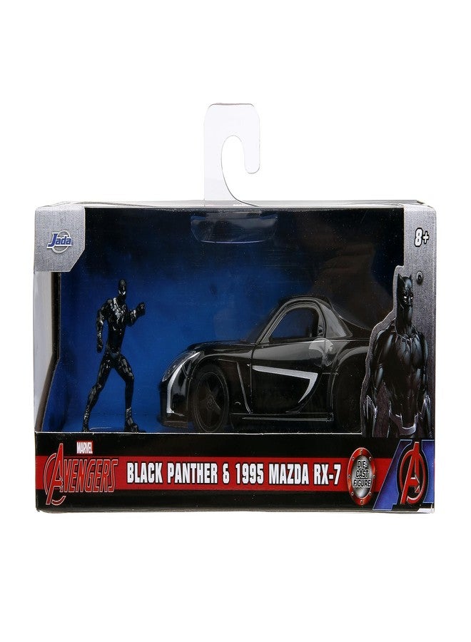 Jada Marvel 1:32 Black Panther 1995 Mazda RX7 Widebody Die-Cast Car & 1.65” Black Panther Figure, Toys for Kids and Adults - Image 4