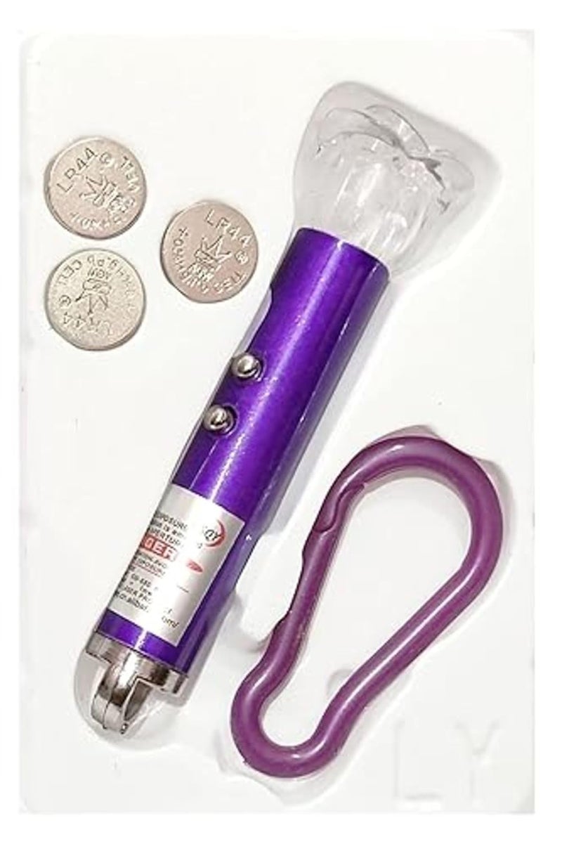Generic 4in1 Laser Pointer Laser Torch with Emergency LED Light Keychain Hook Multicolor Compact Pocket Torch  - Image 1