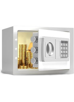 Safe Security Box Large Capacity Digital Deposit Box With Pin Code Keypad Lock And Physical Key All Steel Safe Cabinet For Jewelry Watches Passport Documents White