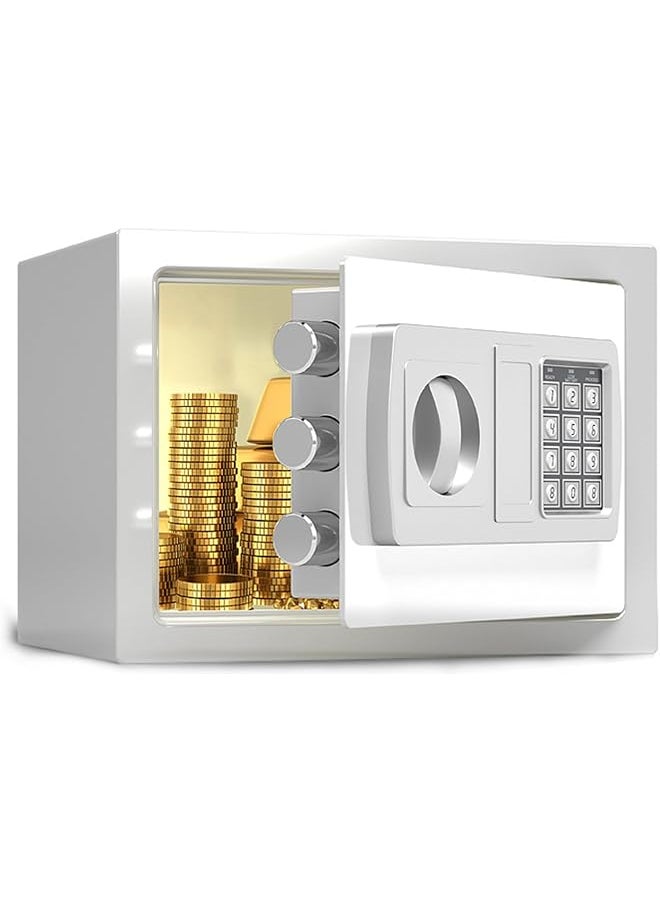 erorex - Safe Security Box Large Capacity Digital Deposit Box With Pin Code Keypad Lock And Physical Key All Steel Safe Cabinet For Jewelry Watches Passport Documents White - Image 1