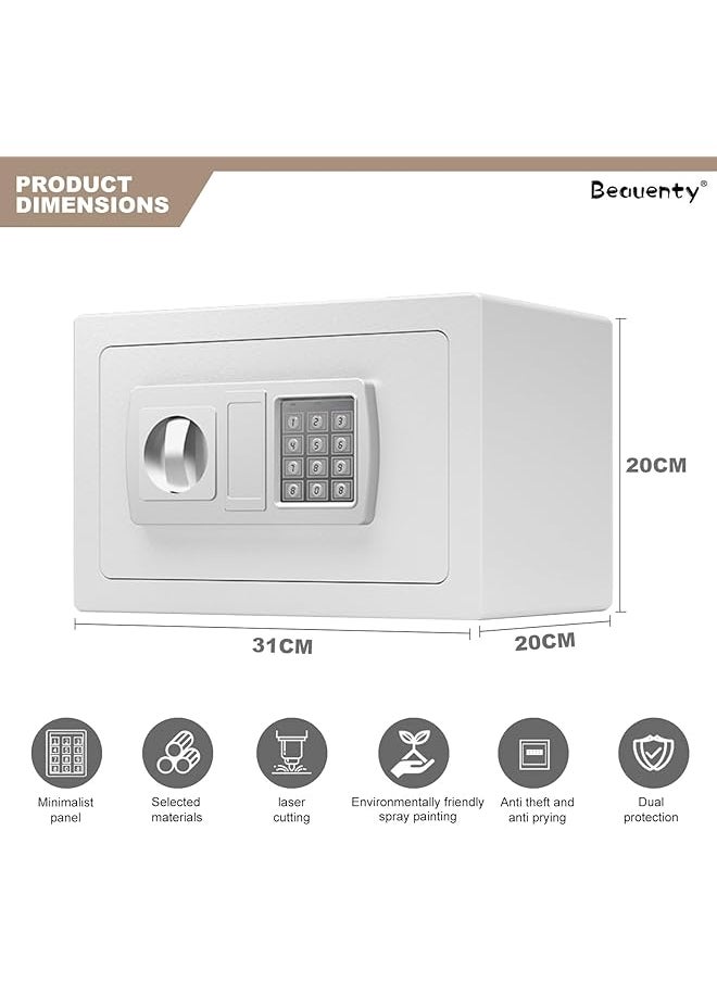 erorex - Safe Security Box Large Capacity Digital Deposit Box With Pin Code Keypad Lock And Physical Key All Steel Safe Cabinet For Jewelry Watches Passport Documents White - Image 1