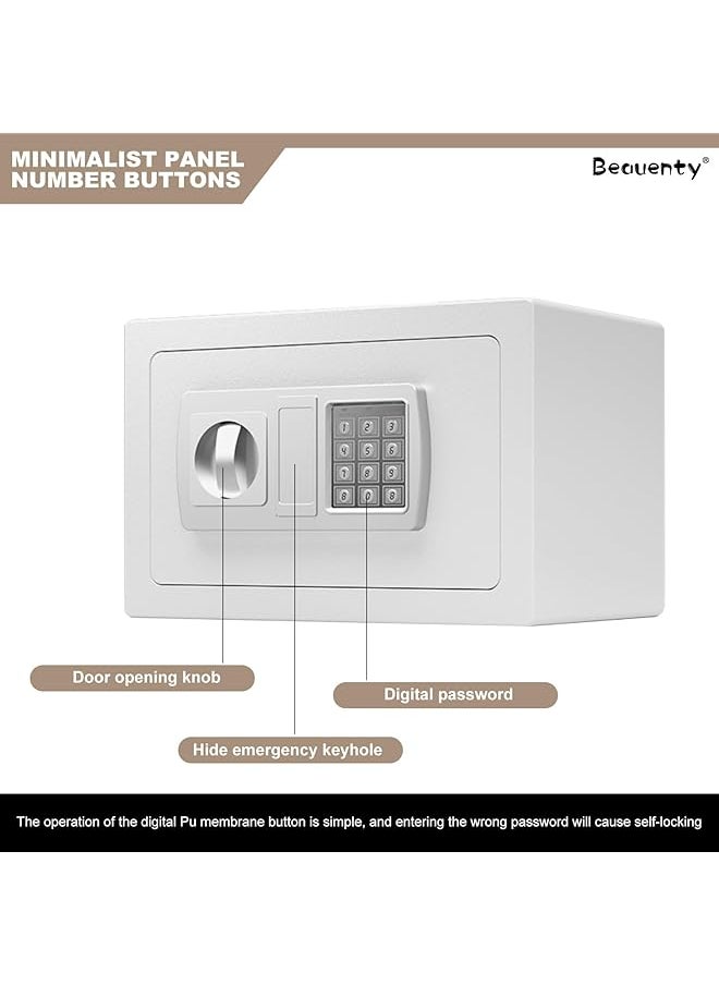 erorex - Safe Security Box Large Capacity Digital Deposit Box With Pin Code Keypad Lock And Physical Key All Steel Safe Cabinet For Jewelry Watches Passport Documents White - Image 1