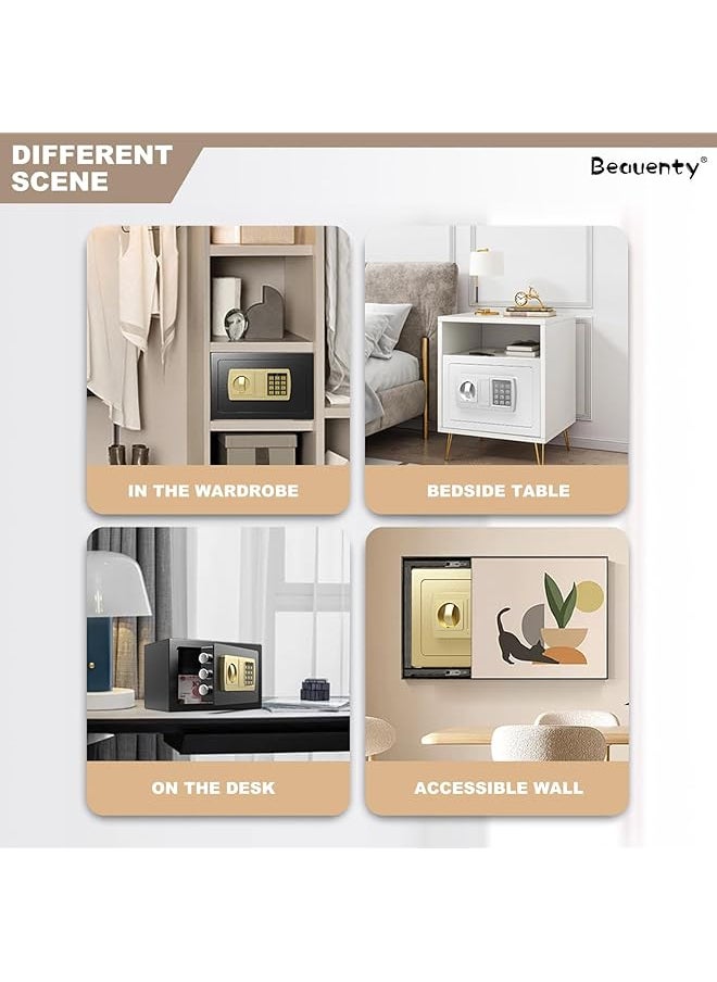erorex - Safe Security Box Large Capacity Digital Deposit Box With Pin Code Keypad Lock And Physical Key All Steel Safe Cabinet For Jewelry Watches Passport Documents White - Image 1