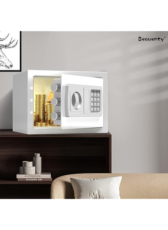 erorex - Safe Security Box Large Capacity Digital Deposit Box With Pin Code Keypad Lock And Physical Key All Steel Safe Cabinet For Jewelry Watches Passport Documents White - Image 1