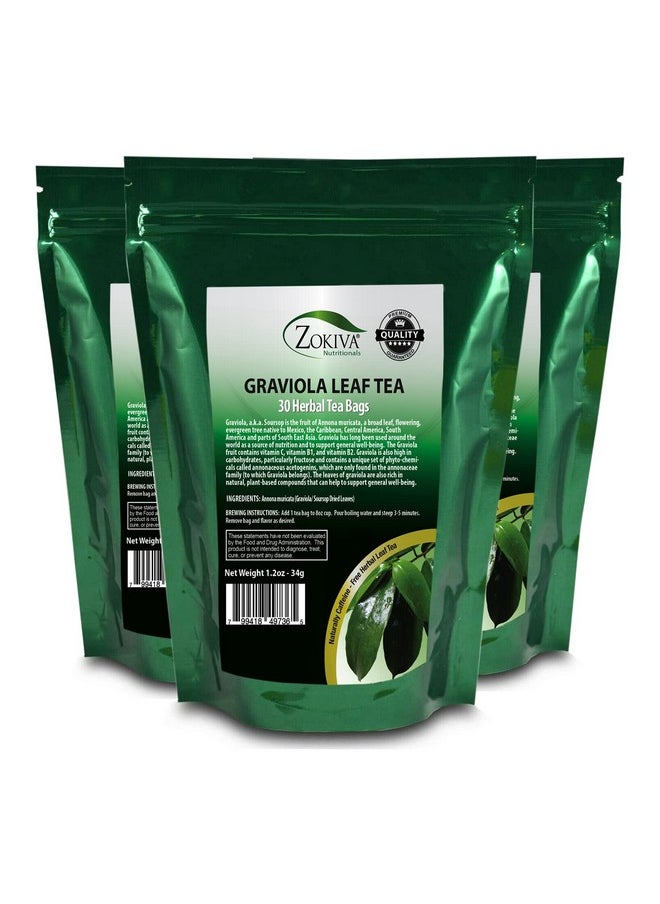 Zokiva Nutritionals - Graviola Soursop Tea 3Pack 90 Leaf Tea Bags Guanabana Annona Muricata Leaves A Natural Caffeine Free Bioavailable Superfood Rich In Powerful Antioxidants In Zip Pouch - Image 1