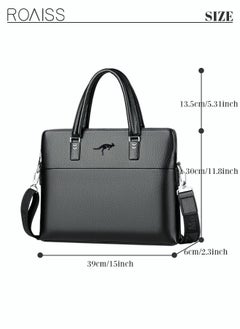 Classic PU Business Leather Briefcase 14-Inch Laptop Bag Large Slim Messenger Bag Soft Top Handle Handbag with Long Straps for Men Travel Office Work Black - pzsku/ZAD334D13740BD19D2233Z/45/_/1739755192/27efc3ac-14f1-4e61-8f57-a7f352eb6e6c