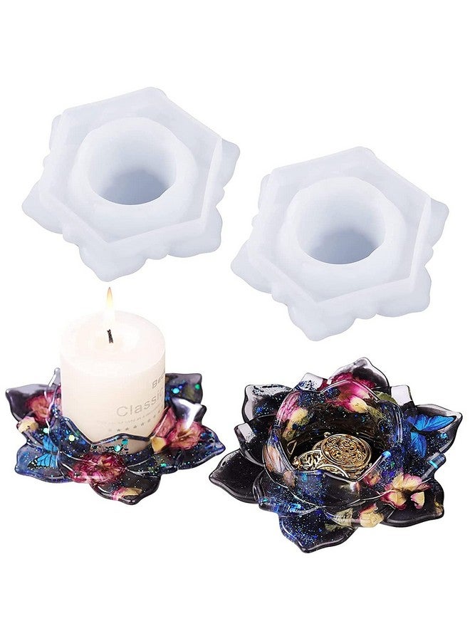 R H LIFESTYLE R H LIFESTYLE Silicone Moon Shape Tealight Candle Holder Mould for Resin, Concrete and Cement DIY Candlestick Epoxy Resin Casting Mold, Pack of 2  - Image 1
