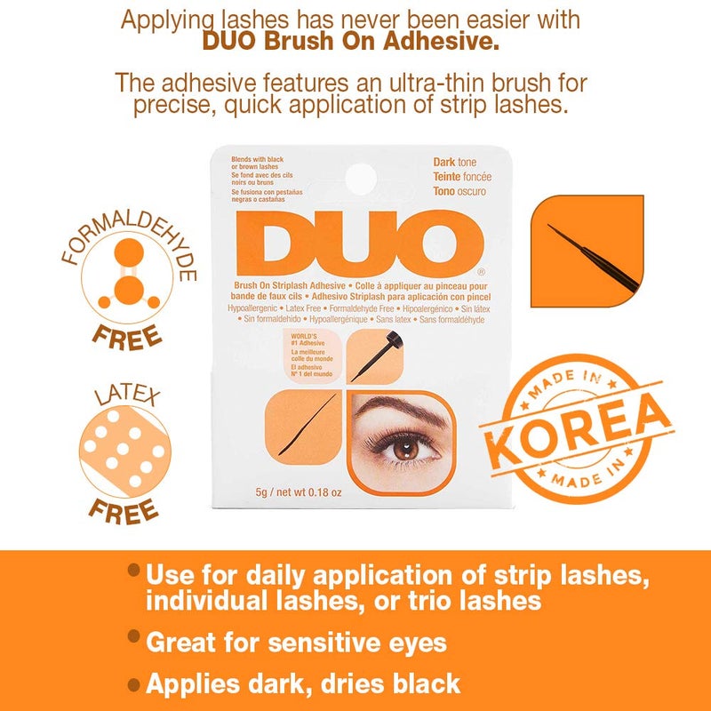 DUO Brush-On Lash Glue - Dark Tone, Waterproof Strip Lash Adhesive, Long-Lasting Eyelash Glue for Clusters & Strip Lashes, 0.18 oz, 1 Pack - Image 3