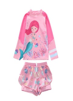 Loquat Girls' Split Body Long Sleeved Swimsuit Multicolour A  - Image 1