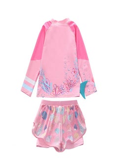 Loquat Girls' Split Body Long Sleeved Swimsuit Multicolour A  - Image 2