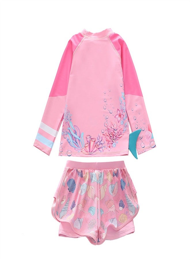 Loquat Girls' Split Body Long Sleeved Swimsuit Multicolour A  - Image 2