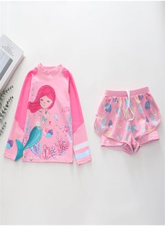 Loquat Girls' Split Body Long Sleeved Swimsuit Multicolour A  - Image 3