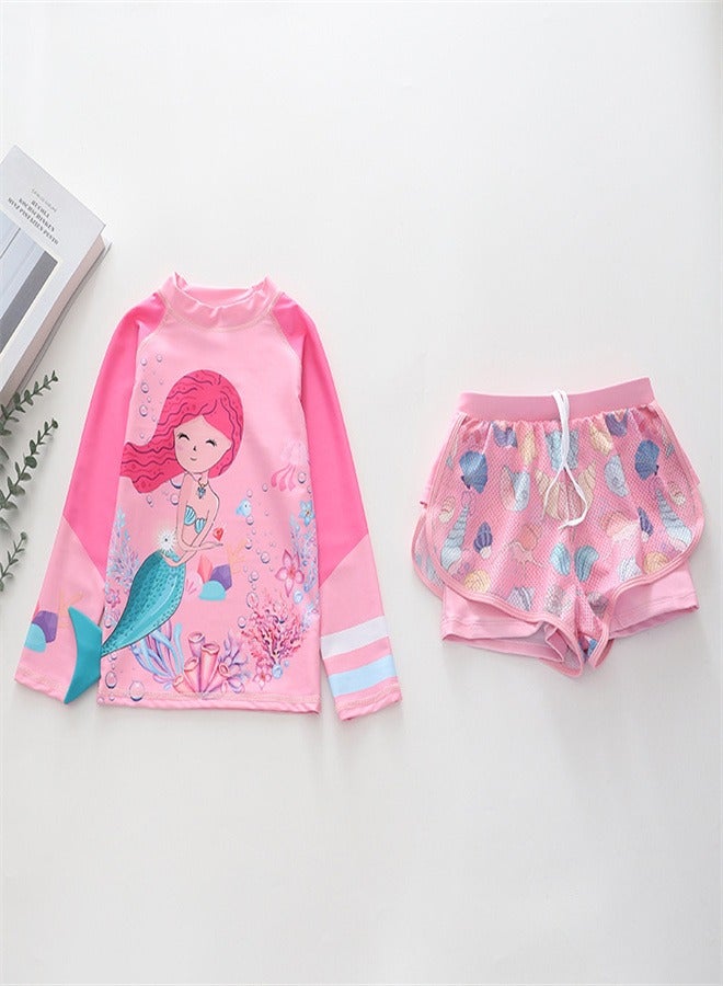 Loquat Girls' Split Body Long Sleeved Swimsuit Multicolour A  - Image 3
