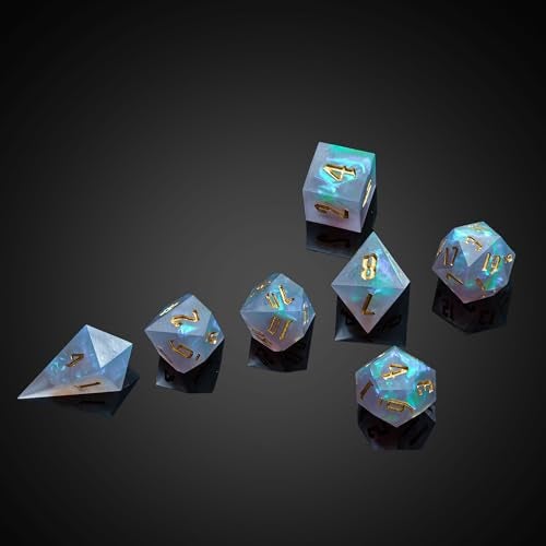Cusdie Frosted Dice Sharp Edges DND Dice 7 PCs DD Dice Handcrafted Polyhedral Dice Set for Role Playing Game PathfinderGrey - Image 5