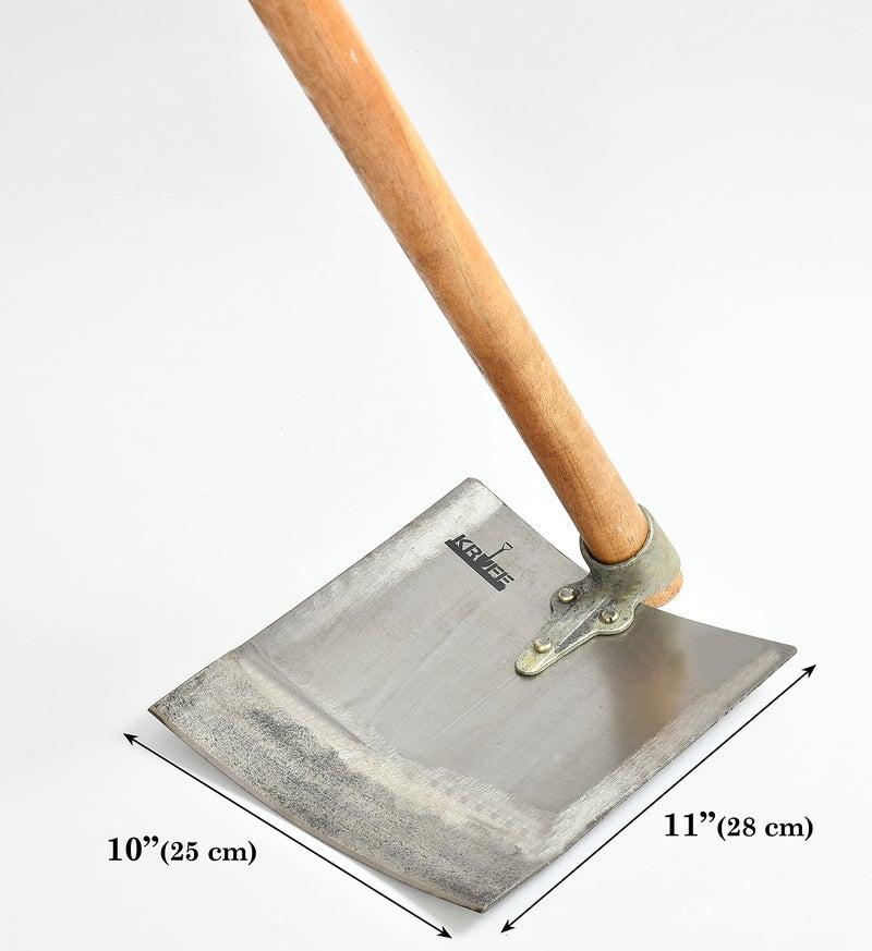 Krufe® Temper Mild Steel Blade Spade, Shovel, Fawda, Kassi (10"x11") -Premium Garden Tool for Digging, Planting, and Landscaping - Heavy-Duty Construction with Ergonomic Handle for Comfortable Grip - Image 3