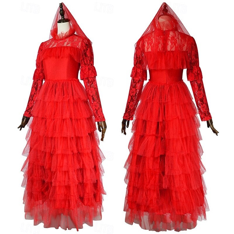 Y&D Dress Ghost Bride Lydia Deetz Astrid Deetz Beetlejuice Horror Movie Kid's Adults' Women's Girls' Masquerade Party / Evening Easy Halloween Costumes Dress Up - Image 2