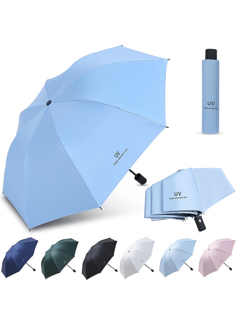 Qiccijoo UV Foldable Umbrella for Rain & Sun Portable Travel Umbrella for Rain Windproof Compact Umbrella Automatic Umbrellas for Men Women Car Umbrella Golf Umbrella(Sky Blue) - Image 1