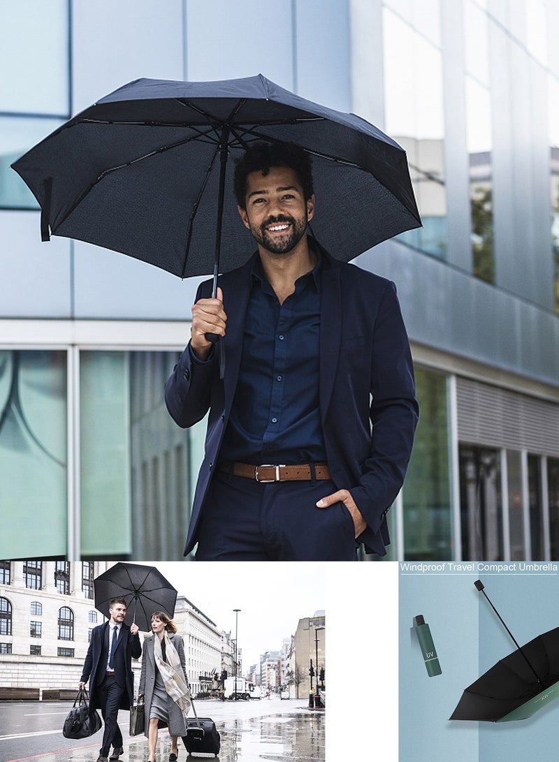 Qiccijoo UV Foldable Umbrella for Rain & Sun Portable Travel Umbrella for Rain Windproof Compact Umbrella Automatic Umbrellas for Men Women Car Umbrella Golf Umbrella(Sky Blue) - Image 5