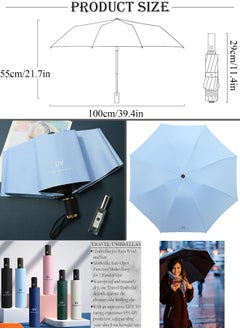 Qiccijoo UV Foldable Umbrella for Rain & Sun Portable Travel Umbrella for Rain Windproof Compact Umbrella Automatic Umbrellas for Men Women Car Umbrella Golf Umbrella(Sky Blue) - pzsku/ZAD33A6C7004725D6877EZ/45/_/1733744705/ac068c75-f521-4020-a449-fa3dd3dbeb03