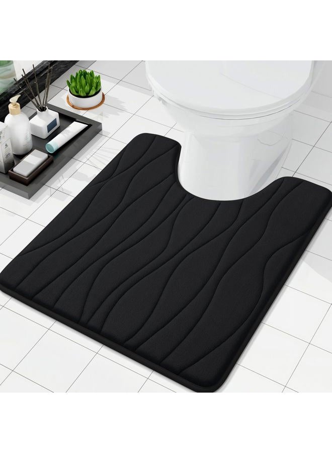 Buganda Memory Foam Toilet Rugs U-Shaped 24x20, Ultra Soft and Absorbent Bathroom Rugs, Non-Slip Toilet Bath Mat, Machine Wash Dry, Contour Bath Rugs for Toilet Base, Black - Image 1