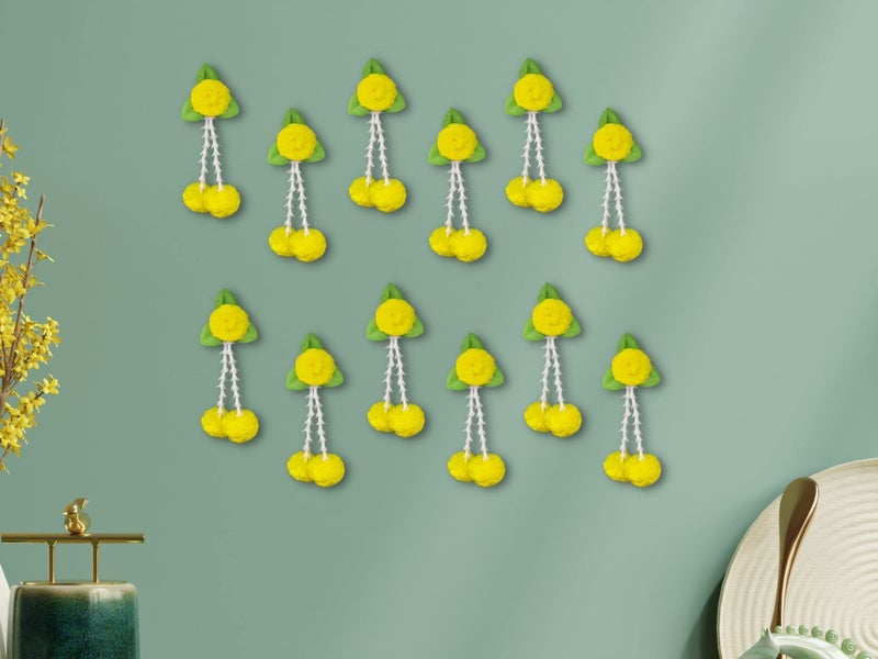 JH Gallery Plastic Artificial Flowers And Leaves Decoration At Home Easy Simple Backdrop Pack Of 12 Pcs (Yellow&Green) - Image 4