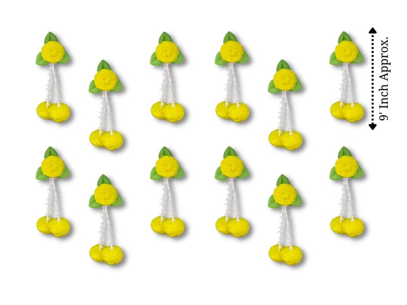 JH Gallery Plastic Artificial Flowers And Leaves Decoration At Home Easy Simple Backdrop Pack Of 12 Pcs (Yellow&Green) - Image 2