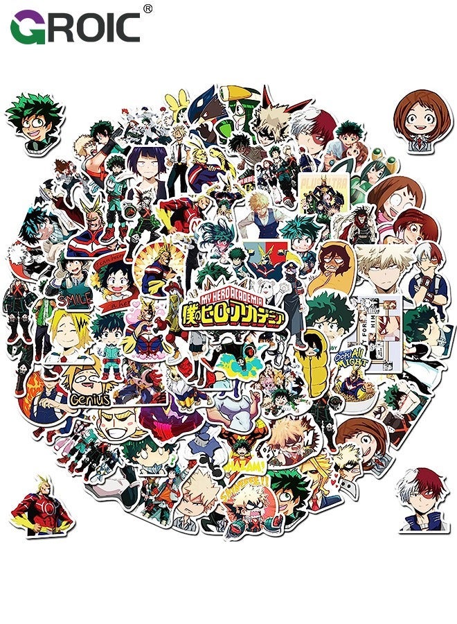 GROIC 100Pcs My Hero Academia Sticker, Anime Cartoon Decal for Kids, Stickers Teen Water Bottle, Waterproof Vinyl Laptop Phone Skateboard - Image 1