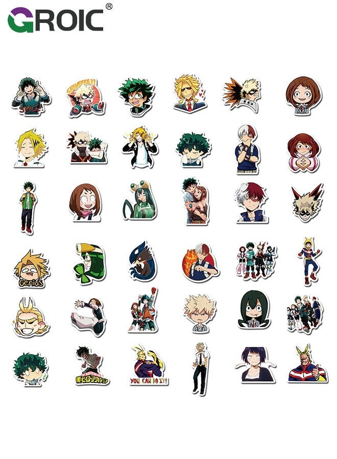 GROIC 100Pcs My Hero Academia Sticker, Anime Cartoon Decal for Kids, Stickers Teen Water Bottle, Waterproof Vinyl Laptop Phone Skateboard - Image 2
