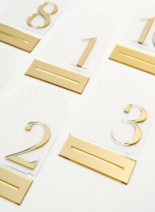 JINMURY Arch Wedding Table Numbers 1-10 with Stand, 10 Pack 5x7 Inch Clear Arch Acrylic Sign with Gold Number, Clear and Gold Acrylic Table Numbers for Wedding Reception - Image 4
