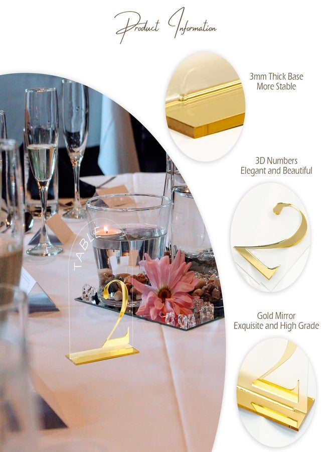 JINMURY Arch Wedding Table Numbers 1-10 with Stand, 10 Pack 5x7 Inch Clear Arch Acrylic Sign with Gold Number, Clear and Gold Acrylic Table Numbers for Wedding Reception - Image 3