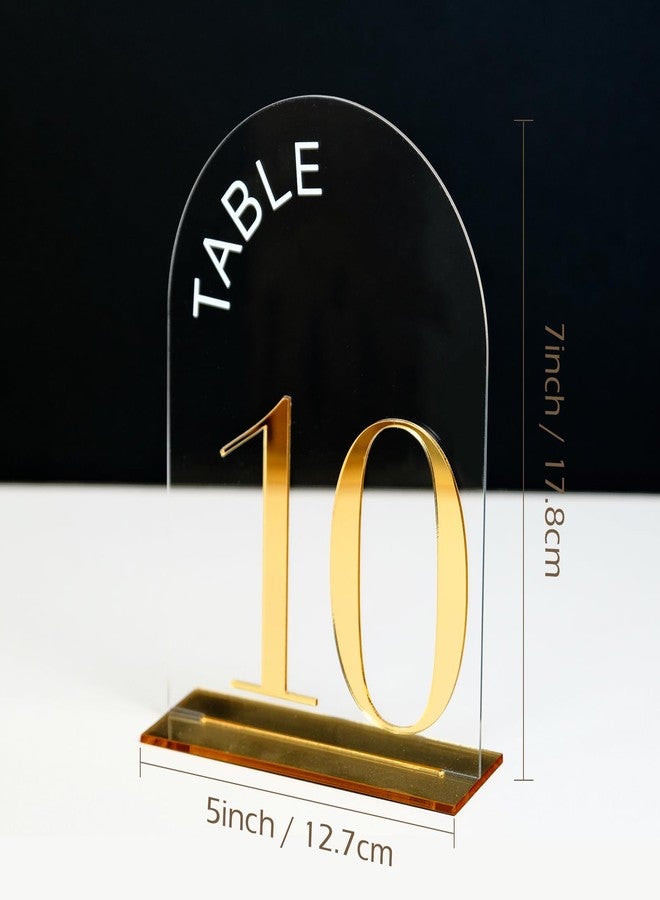 JINMURY Arch Wedding Table Numbers 1-10 with Stand, 10 Pack 5x7 Inch Clear Arch Acrylic Sign with Gold Number, Clear and Gold Acrylic Table Numbers for Wedding Reception - Image 2