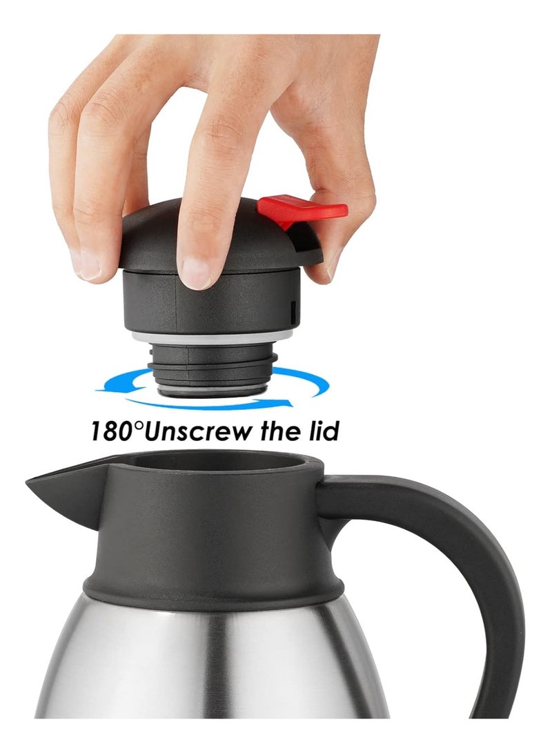2L Vacuum Flask Thermos Doubled Wall Insulation Jug Push Button Stainless Steel