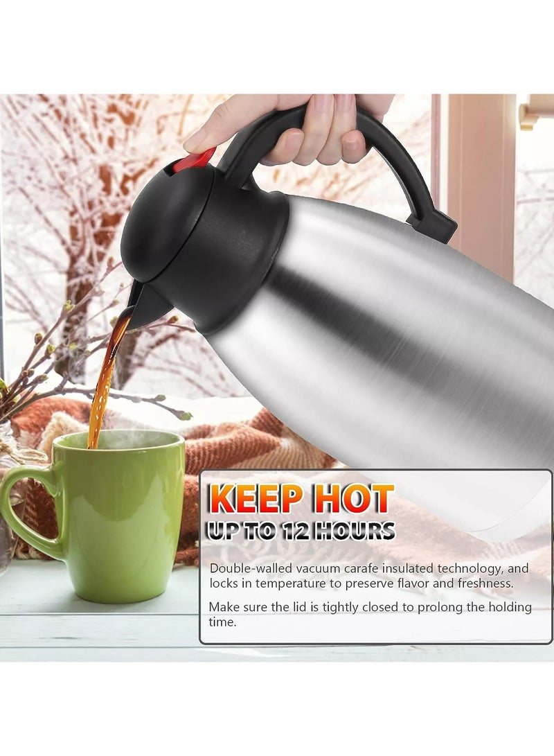 2L Vacuum Flask Thermos Doubled Wall Insulation Jug Push Button Stainless Steel