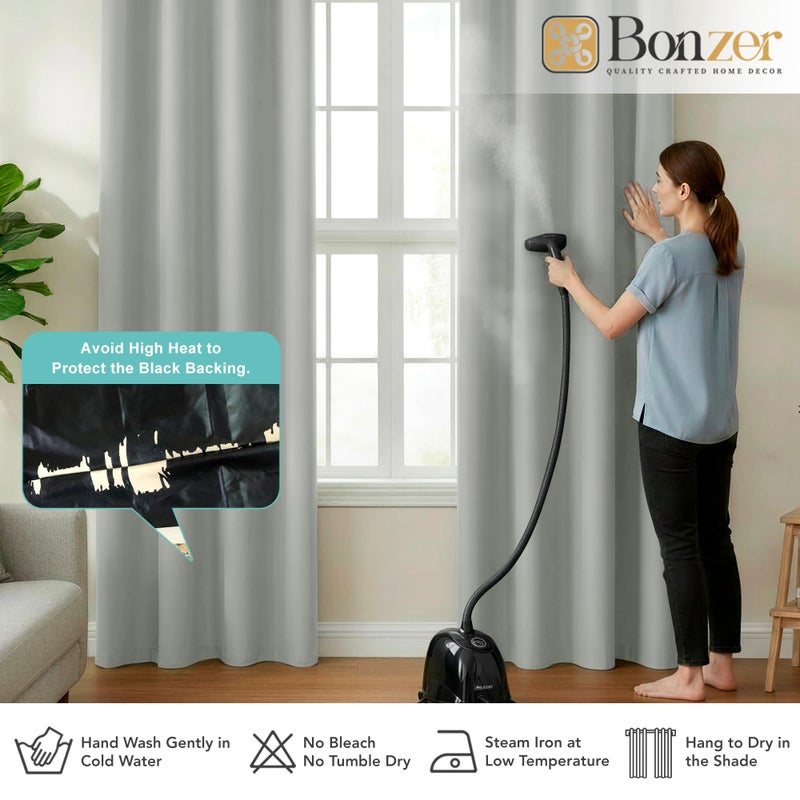 BONZER 100% Blackout Curtains 84 inches Long, 4 Panels Sun Light Blocking Window Drapes for Bedroom, Privacy Total Room Darkening Curtain with Black Backing for Living Room, Patio Door, Silver Grey - Image 5